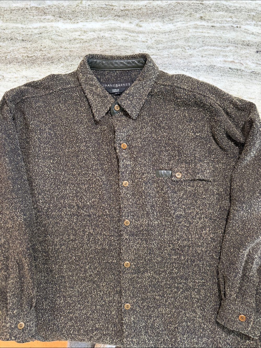 Jhane Barnes Brown Speckled Button-Up Shirt